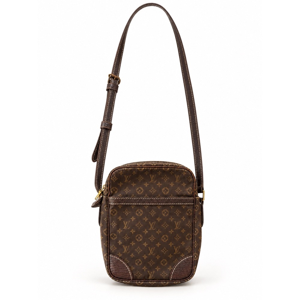 Louis Vuitton Mini Lin Danube Crossbody Bag Brown Monogram Canvas TH1016 w COA